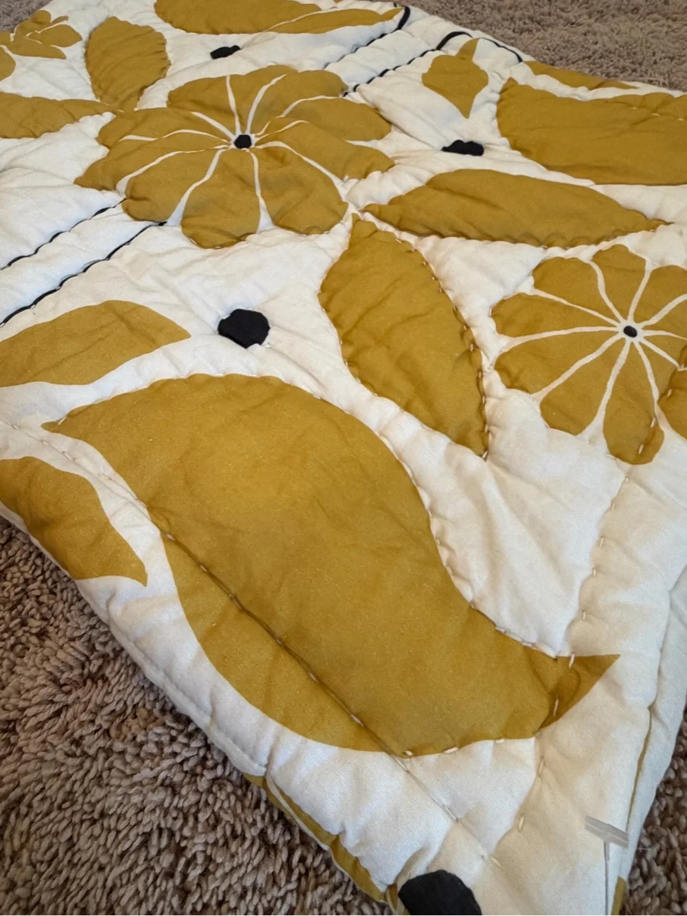 New Anthropologie mckenzie parrot floral quilted pillow sham standard Yellow